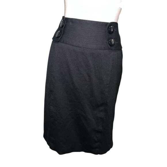 INC Black High-Waisted Button Detail Pencil Skirt Size 14 International Concepts - Picture 2 of 12